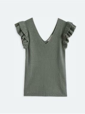 Daniel Rainn Flutter Sleeve Sweater Tank Olive Size Medium
